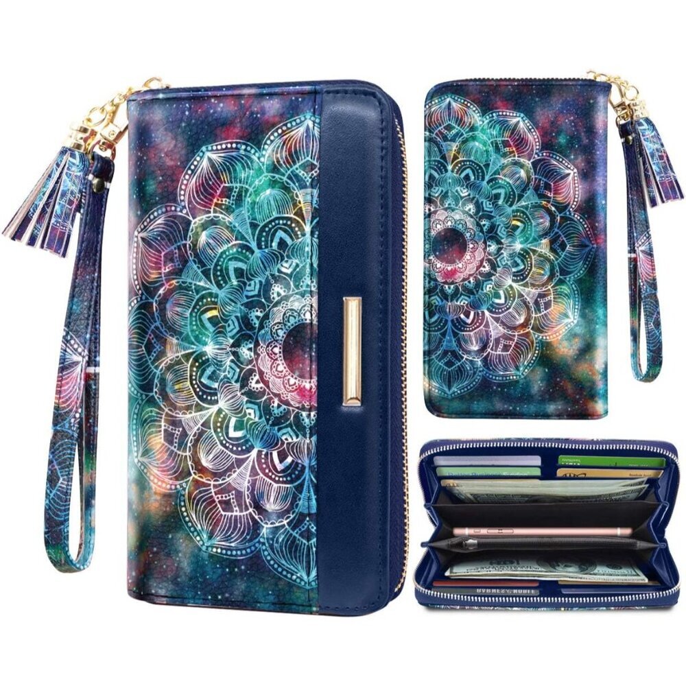 Wallets for Women PU Leather Card Holder Organizer Ladies Clutch with Tassel Wri